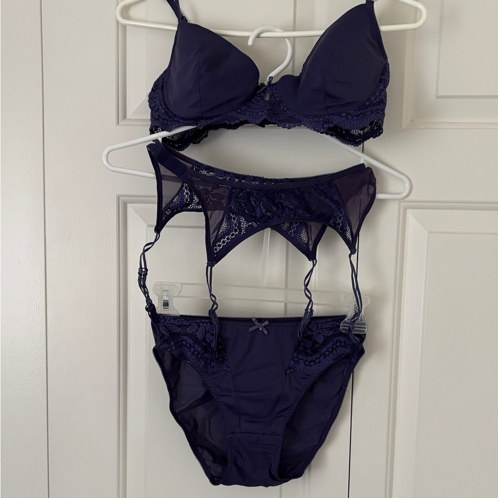 Elegant Purple Lace Bra Set